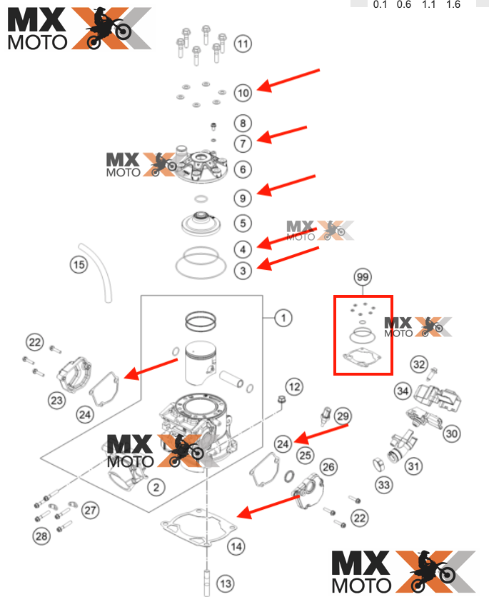 KTM純正 EXC クラッキハブ　セット TPI TE Kit de Juntas e O'rings Superior Original KTM 2T TBI 250/300 SX