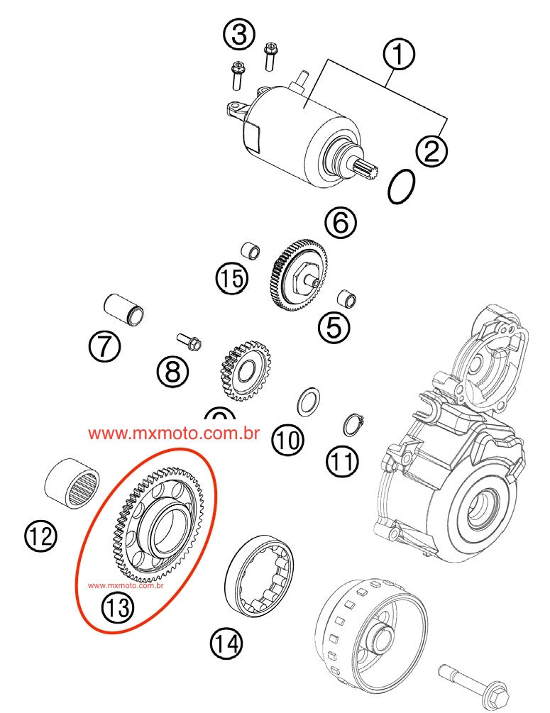 RENページ Engrenagem de Partida Original KTM 250 EXCF 2016 / 350 EXCF/XCFW