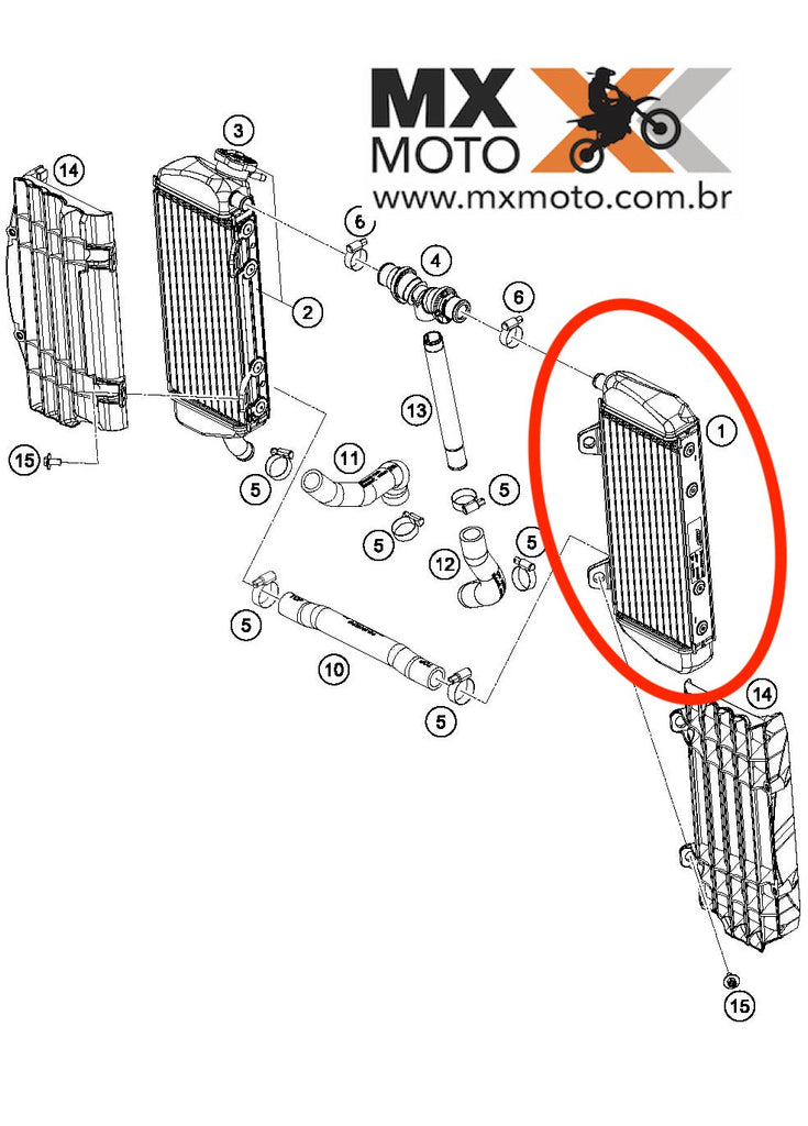 Radiador Lado Esquerdo Original KTM 4T 250 a 500 12 a 16