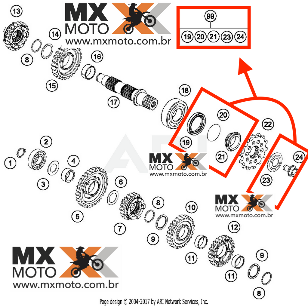 Kit Retentor Pião Original KTM e HUSQVARNA 2T 250/300 17 a 26