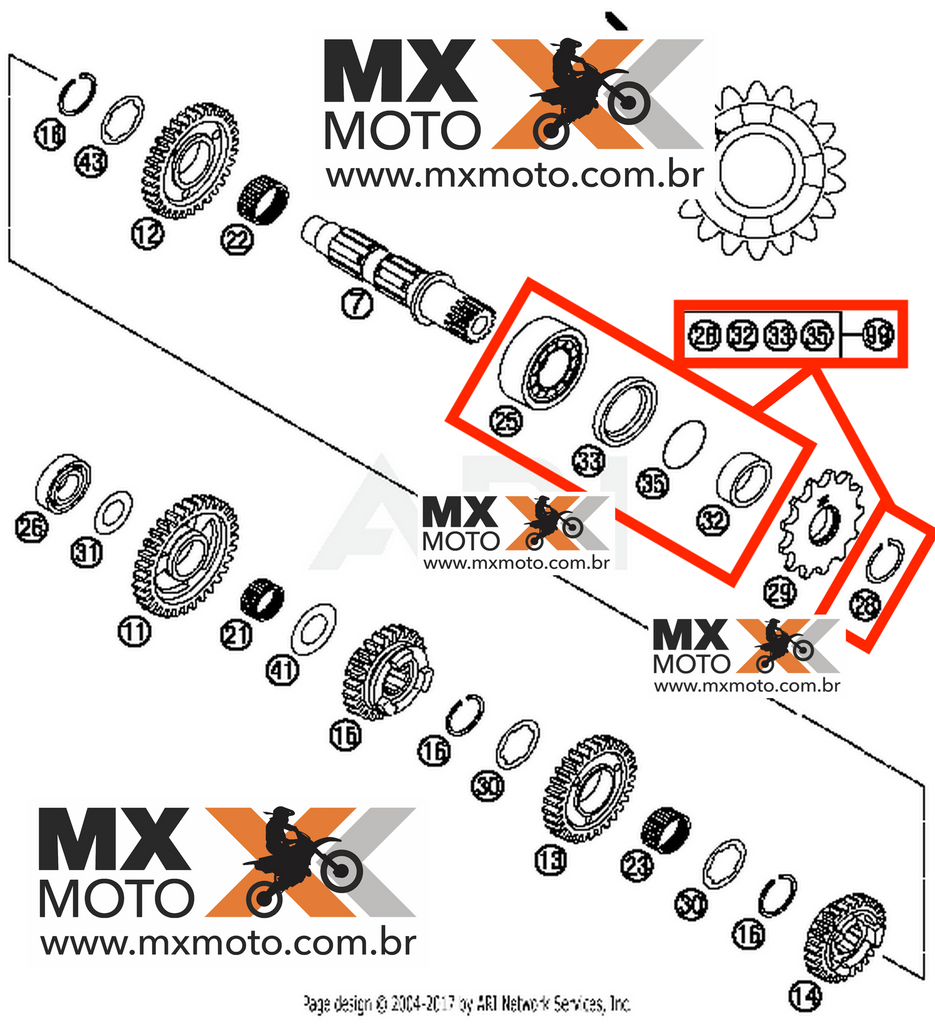Kit Retentor Pião Original KTM 2T 250/300 11 a 16 / 250 4T