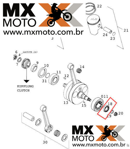 パイセンページ Retentor Virabrequim ( lado esquerdo ) Original KTM 2T 250/300 EXC