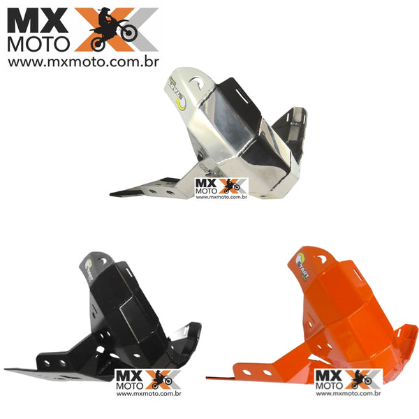 Protetor de Motor e Cano em Aluminio KTM EXC 250/300 2T 2024 / XC 250/300 2023 e 2024 - Husqvarna TEi / TPi 2024 - GASGAS 2T EC/EX 250/300 2024 - Prata, Preto  - Start Racing