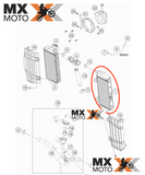 Radiador Lado Esquerdo Original KTM 2T EXC 250/300, 4T EXCF 20/23, 4T SXF/XCF/SX 19/22 - Husq. 2T TE250/300 - 4T FE250/501 20/23 * FC 250/450, TC 125/250, TX 300 19/22 - Gas Gas 2T EC/EX * 4T EC250F/350F, EX/MC250F/450F 21/23 - 50535007100
