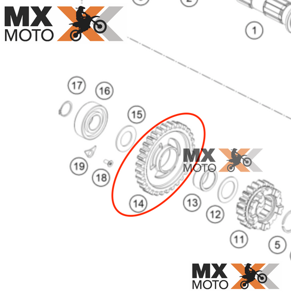 Engrenagem 1ª Marcha 32 dentes Original KTM 4T 250 EXCF 20 a 23
