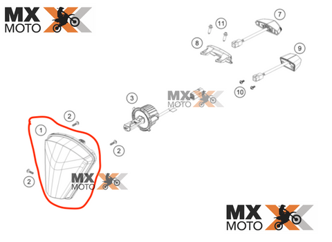 Farol ( Globo Ocular) Sem Carenagem, Sem Lâmpada Original para Gas Gas EC 250/300, EC250F/350F 2024 e 2025 - A59014001080