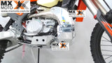 Protetor de Motor e Cano em Aluminio KTM EXC 250/300 2T 2024 / XC 250/300 2023 e 2024 - Husqvarna TEi / TPi 2024 - GASGAS 2T EC/EX 250/300 2024 - Prata, Preto  - Start Racing