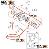 Kit Rolamentos, Retentores e Espaçadores Eixo de Roda Traseira Original para KTM EXC/XCW/EXCF/XCFW 2004 a 2023, HUSQVARNA FC/TC 14 e 15 - FE/TE 16 a 23, Husaberg FE/TE 2009 a 2014, Gas Gas EC/EX 250/300/350 21 a 23 - 78010015010