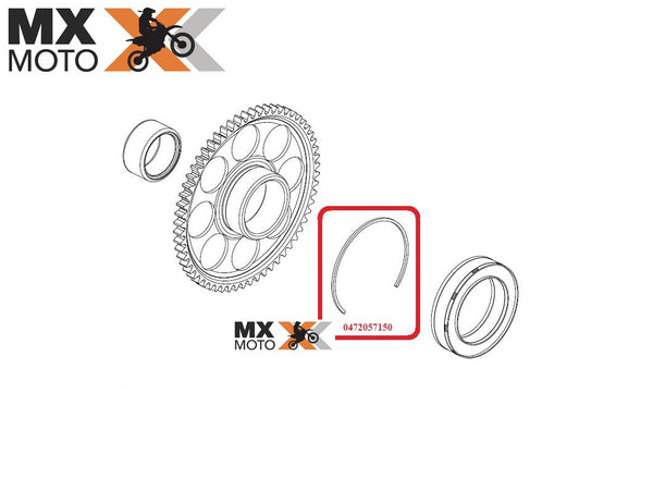 Clip Trava Elástica do Rolamento da Placa de Partida Original KTM 250/350 XCF/SXF/EXCF/XCFW 14 a 24 - Husqvarna FE/FC 250/350 14 a 24 - GASGAS EC250F/350F EX250F/350F MC250F 21 a 24 - 0472057150