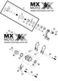 Eixo do Câmbio / Eixo Pedal de Marcha Original KTM 4T 250 SXF 05 a 12 / 250 XCF 07 a 09, 11 e 12 - 250 EXCF 07/13 - Husaberg FE 250 2013 - 77034005133