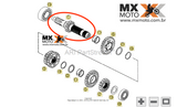 Eixo Principal da Transmissão Caixa de Marcha 14 dentes Original KTM 250/300 2T 13 a 16 - Husqvarna TE 250/300 14 a 16 e Husaberg 2T 250/300 - 13 a 14 - 54833201100