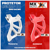 Protetor de Disco Freio Traseiro BMS em Aluminio Anodizado Prata ou Vermelho HUSQVARNA 22 / GAS GAS 21 e 22 com Pinça Freio Braktec