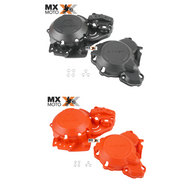 Protetor Tampa Magneto + Protetor Tampa Embreagem e Bomba Dagua Para KTM 2T 250/300 EXC/TPi 20 a 23 - Husqvarna 2T TE/TPi 250/300 20 a 23 - GAS GAS EX 300 2021 a 2023 - Preta ou Laranja