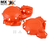 Protetor Tampa Magneto + Protetor Tampa Embreagem e Bomba Dagua Para KTM 2T 250/300 EXC/TPi 20 a 23 - Husqvarna 2T TE/TPi 250/300 20 a 23 - GAS GAS EX 300 2021 a 2023 - Preta ou Laranja