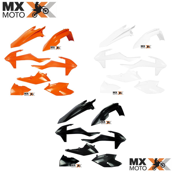 Kit Plástico com 07 Peças para KTM EXC / EXCF 17 a 19 - SXF / XCF 16 a 18 - AMX ( Branco, Laranja e Preto )