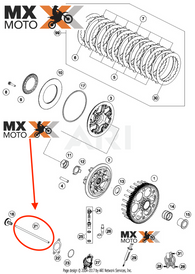 Haste Acionador Embolo da Embreagem Original KTM 4T e 2T 2016 a 2022 - Husqvarna 2T e 4T 250/300/350 16 a 22 - Gas Gas 4T e 2T 21 e 22 - 79232054000