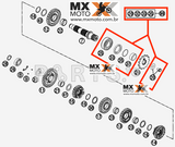 Kit Reparo Retentor Pião Original KTM 4T 250 a 500 - 11 a 23 / HUSQVARNA 4T 250 a 501 14 a 23 / Husaberg FE 250 / 350 13 e 14 / GASGAS EC250F/350F EX250F/350F/450F MC450F 2021 a 23 - 00050000941 / 78033010010