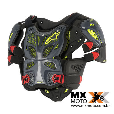 Colete Alpinestars A 10 Full Chest Protector Cinza Verde Vermelho