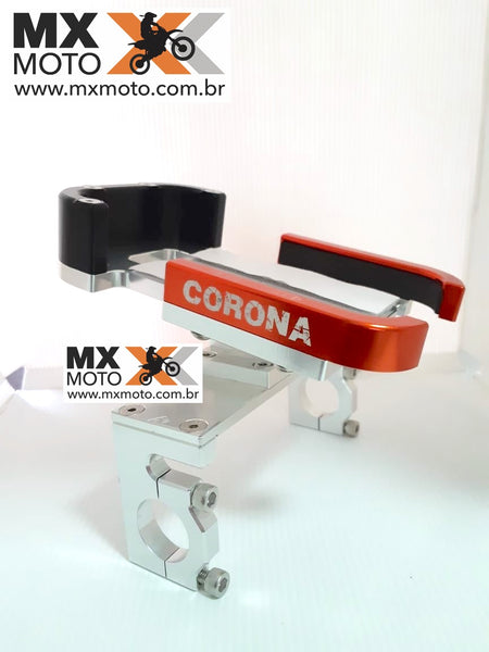( No Pix R$ 949,00 ) Suporte Para Celular Corona Racing Guidão Fat Bar 28mm ( Base Baixa ) Serve em Todas as Motos - Cores Variadas