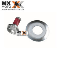Parafuso e Arruela de Fixação do Pinhão Original KTM 4T 250 a 660 - 99 a 25 / HUSQVARNA 2T e 4T 14 a 25 / GAS GAS todas 21 a 25 - 59033034044